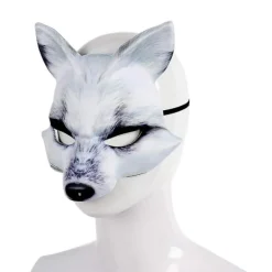 Halloween Konstgjord Räv Mask Djur Elegant Cosplay Mask För Halloween Cosplay Fest Fancy Dress Tillbehör (Vit Räv)><noscript><img width=
