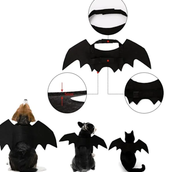 JIUSAIRUI Halloween kostym Pet Bat Wings Katt Hund Bat Costume Vingar small> Dräkter