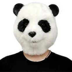 Halloween Kostymfest Djurhuvud Latex Mask Plysch Panda Karnevalsmasker> Masker