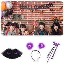 Halloween Kostymset Trollstav Läskig Ögonglob Huvudbonad Fladdermus Kjol Ögonglober Hårband för Karneval Halloween Temafest (huvudbonad)><noscript><img width=