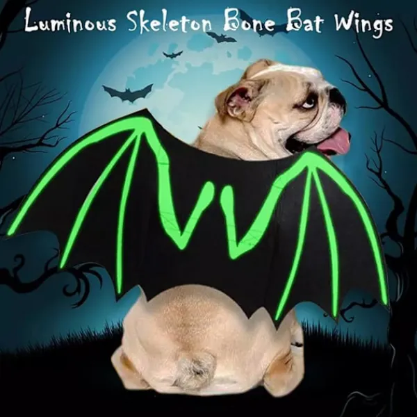 Halloween Kreativa Hund Katt Lysande Fladdermusvingar Kläder J> Tillbehör