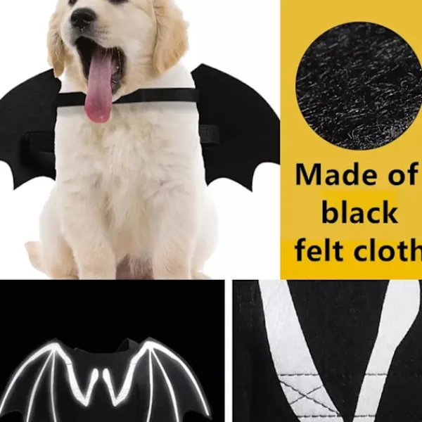 Halloween Kreativa Hund Katt Lysande Fladdermusvingar Kläder J> Tillbehör