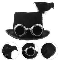 Halloween Kråka Hatt Karneval Elektronisk Musikfestival Hatt Retro Goth Steampunk Hatt Svart><noscript><img width=