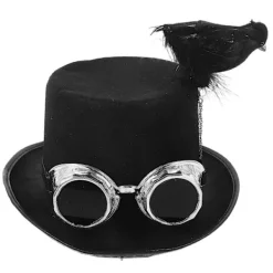 Halloween Kråka Hatt Karneval Elektronisk Musikfestival Hatt Retro Goth Steampunk Hatt Svart><noscript><img width=