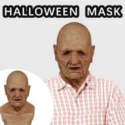 Halloween latexmask - gammal man dekor realistisk ansiktsmask för mänsklig rynka_tfrf A><noscript><img width=