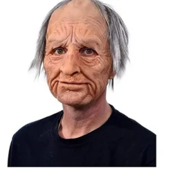 Halloween latexmask - gammal man dekor realistisk ansiktsmask för mänsklig rynka-XF1- Old Man-a Old Man-a><noscript><img width=