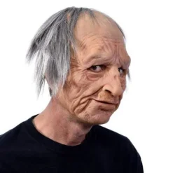 Halloween latexmask - gammal man dekor realistisk ansiktsmask för mänsklig rynka-XF1- Old Man-a Old Man-a><noscript><img width=