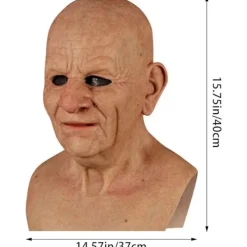 Halloween latexmask - gammal man dekor realistisk ansiktsmask för mänsklig rynka_yux E><noscript><img width=