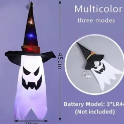 Halloween LED Blinkande Ljus Hängande Spöke Halloweenfest Utklädnad Glödande Trollkarlshatt Lampa Skräckrekvisita Hem Bar Dekoration | Fyndiq><noscript><img width=