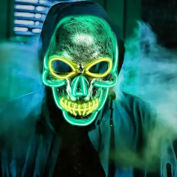 Halloween LED-mask, självlysande mask dödskalle, flera ljuslägen kostym, Halloween-masker för fest karneval kostym cosplay dekoration> Masker