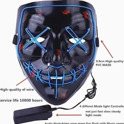 Halloween LED-mask Trådlös läskig mask för Halloween-festivalfest><noscript><img width=