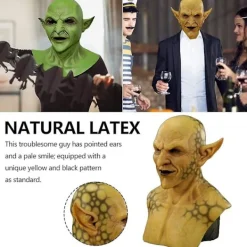 Halloween Läskig Mask Latex Gul Imp Demon Mask Goblins Clown Halloween Spöke Vampyr Cosplay Kostym Masker><noscript><img width=