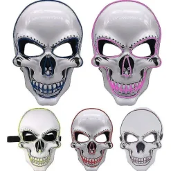 Halloween lysande dödskallemask Led läskig blixtmask El linjeljusmask Cosplay mask festkläder masktillbehör> Masker