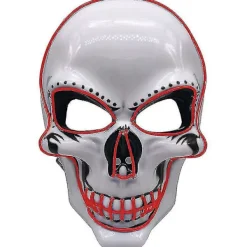 Halloween lysande dödskallemask Led läskig blixtmask El linjeljusmask Cosplay mask festkläder masktillbehör><noscript><img width=