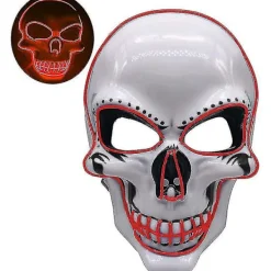 Halloween lysande dödskallemask Led läskig blixtmask El linjeljusmask Cosplay mask festkläder masktillbehör><noscript><img width=