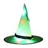 Halloween lysande hatt maskerad festklänning LED-ljus häxhatt trollkarlshatt hänge Halloween 37*34cm grön> Huvudbonader