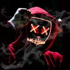 Halloween Mask LED Glow Mask El Wire Ljus Upp The Purge Film Kostym Ljus Halloween Fest Blå><noscript><img width=