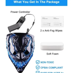 Halloween Mask LED Ljusmask för Vuxna och Barn, Unik Neon Glow Mask med Mörka och Onda Lysande Ögon, Iögonfallande Hotfullt Cool Halloween Kostym><noscript><img width=