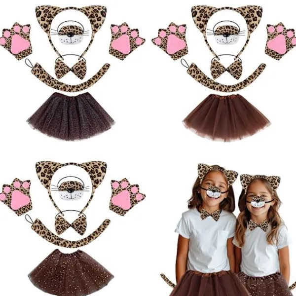 Halloween maskerad rekvisita grossist leopard pannband leopard kattöron set C> Tillbehör