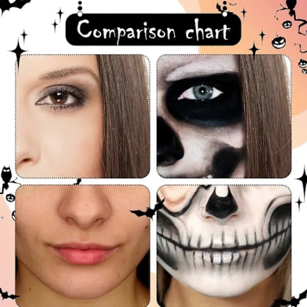 Halloween Målning Halloween Smink Ansiktsfärg Kit: Svart Och Vit Kroppsfärg Set Specialeffekter Smink Pigment Halloween Utklädningsfest Ett Set> Smink