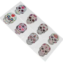 Halloween Party Favörer Dödskalle Temporära Ansiktsklistermärken Blandade Färger 6x6cm Ansiktsdekoration 48st> Smink
