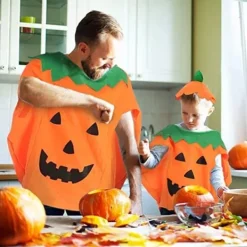 Halloween Pumpadräktset för vuxna Pumpa Cape Poncho><noscript><img width=