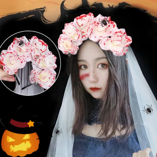Halloween Ros Slöja Demon Halloween Dekoration Fest Klä Upp Rekvisita> Huvudbonader