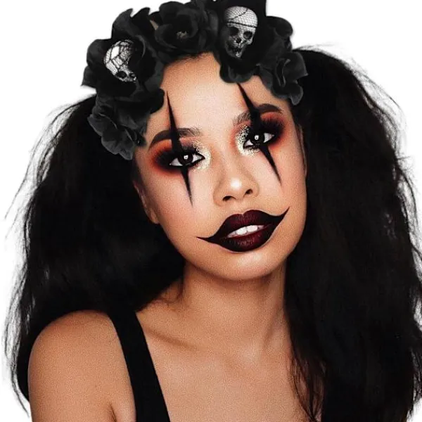 Halloween Rosé Slöja Huvudband Dödskalle Hårband Svart Blomma Krona Dödsdagens Huvudbonad Gotisk Kostymtillbehör (2-Dödskalle Hårband)> Huvudbonader