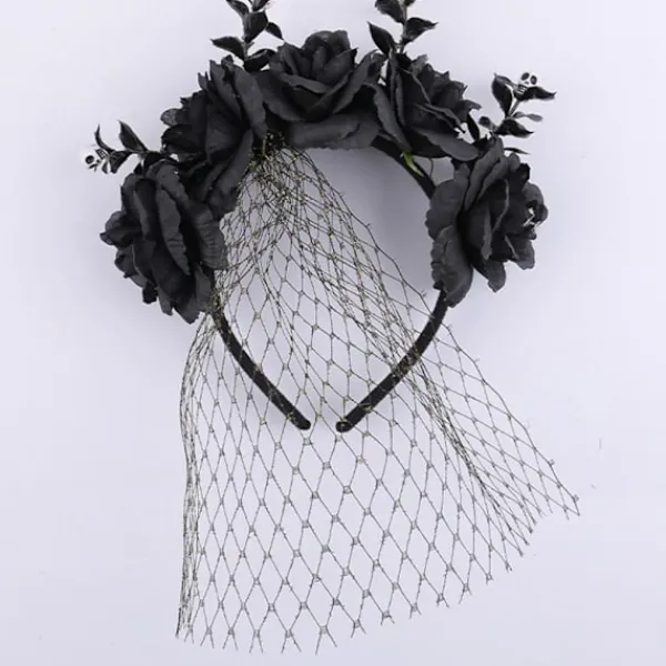 Halloween Rosblommig Huvudband med Slöja för Kvinnor Festlig Party Cosplay Kostym Huvudbonad> Huvudbonader