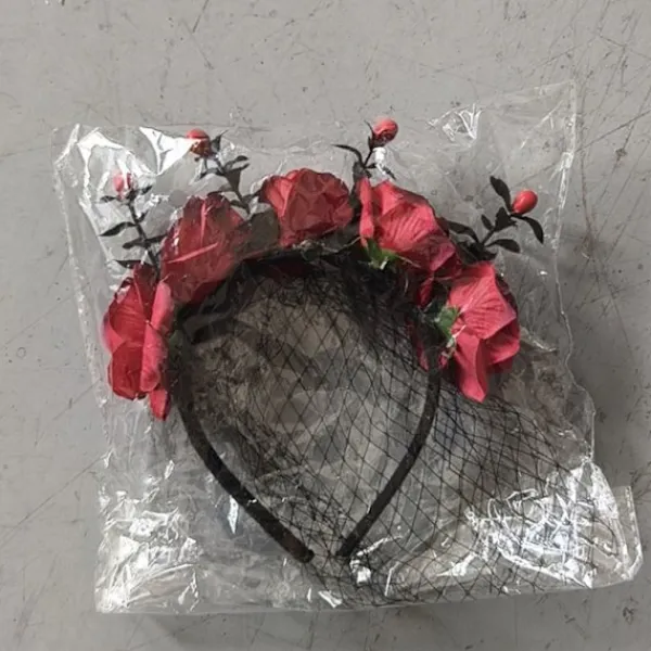 Halloween Rosblommig Huvudband med Slöja för Kvinnor Festlig Party Cosplay Kostym Huvudbonad> Huvudbonader