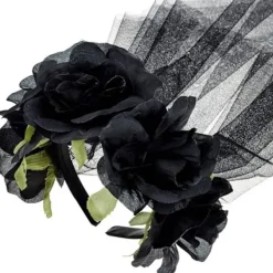 Halloween Rose Blomsterhuvudband Dag av de döda Blomsterhuvud med> Huvudbonader