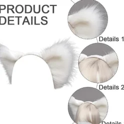 Halloween Räv Katt Konstgjord Päls Öron Hårband Handgjort Djur Päls Öron Hårband><noscript><img width=