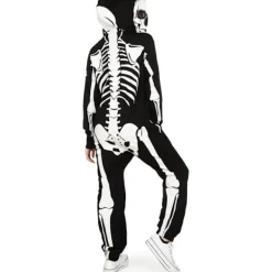 Halloween Skelettdräkt för damer - Bekväm och enkel jumpsuit för vuxna - Tryck fram och bak med dragkedja -FA-> Dräkter
