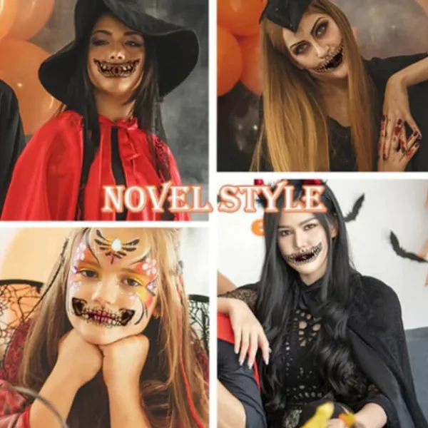 Halloween skämt smink tillfällig tatuering, vuxna barn clown skräck> Smink