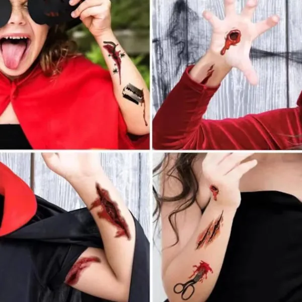 Halloween skämt smink tillfällig tatuering, vuxna barn clown skräck> Smink