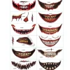 Halloween skräck clown mun klistermärken, Halloween tillfälliga tatueringar kit, Halloween tatuering klistermärken, Halloween smink> Smink