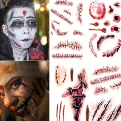 Halloween Skräck Sår Klistermärken Blod Skada Fask Skorpor> Smink