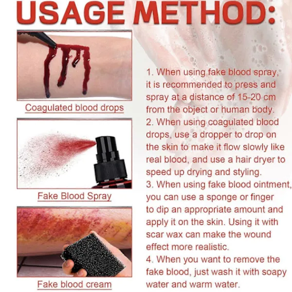 Halloween Sminkset med Falskt Blod> Smink