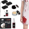Halloween Sminkset, Professionell Ansikts- och Kroppsmålning, Halloween Sårärr Vaxsmink, Falsk Sårskorpa Blodspatel för Cosplayfester> Smink