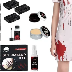 Halloween Sminkset, Professionell Ansikts- och Kroppsmålning, Halloween Sårärr Vaxsmink, Falsk Sårskorpa Blodspatel för Cosplayfester> Smink