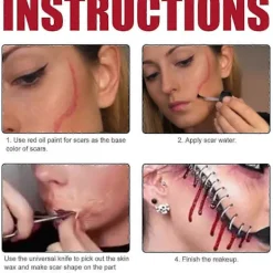 Halloween Sminkset, Professionell Ansikts- och Kroppsmålning, Halloween Sårärr Vaxsmink, Falsk Sårskorpa Blodspatel för Cosplayfester><noscript><img width=