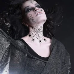 Halloween Spindel Ansikts Tatueringar Spindelnät Tillfälliga Tatueringar Axlar Arm Rygg Kroppskonst Dekal, 12 Ark><noscript><img width=