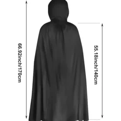 Halloween Svart Huva Kåpa Skördarens Kåpa Svart Djävulens Kåpa Cosplay Bal Maskerad Halloween Maskerad Vuxna Barn Maskeraddräkt(er 180cm)> Dräkter