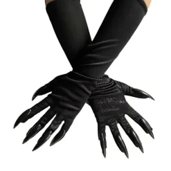 FMYSJ Halloween Tasshandskar Långa Fingernaglar Svarta Partyhandskar Kattklor Halloween Rekvisita Klor Handske Cosplay Kostymtillbehör (1 par, Svart) (FMY) | Fyndiq><noscript><img width=