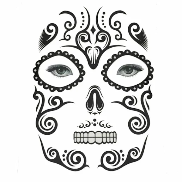 Halloween temporär ansikte konst vattentät , skalle tatuering> Smink