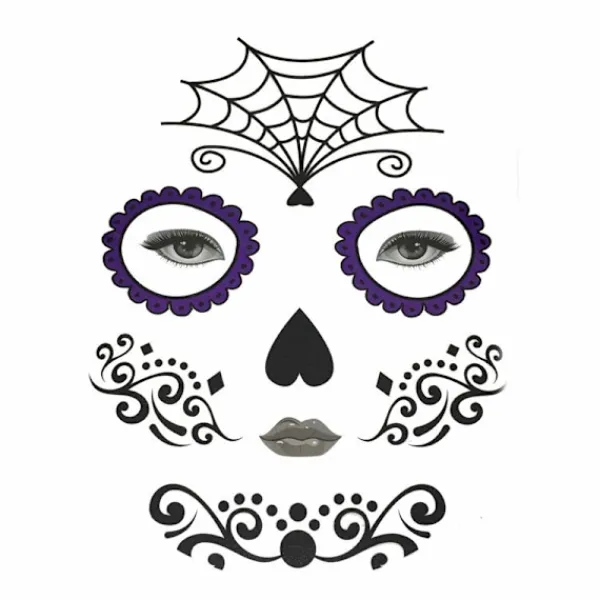 Halloween temporär ansikte konst vattentät , skalle tatuering> Smink