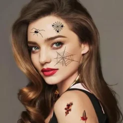 Halloween Temporära Tatueringar för Barn - Pumpor Spindlar & Döskallar [YDE] Spider><noscript><img width=