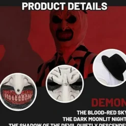 Halloween Terrifier Mask Clownmask Läskig Joker Kostym Halloween Skräck Läskig Mask för Vuxna Män Kvinnor Vit><noscript><img width=