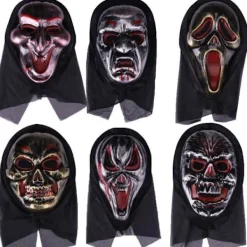 Halloween Terror Mask Set med 6 former, Ghostface, Skalle No,> Masker