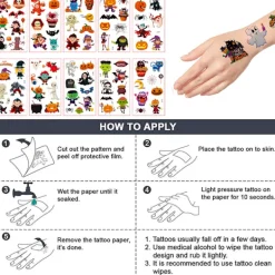 Halloween tillfälliga tatueringar klistermärken, halloween födelsedagsfest><noscript><img width=